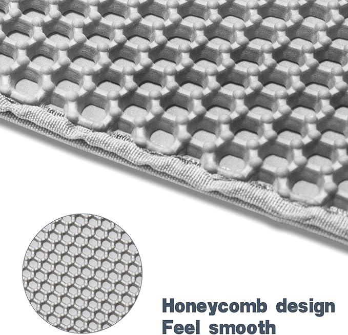 Cat Litter Mat 30"x24" Double Layer Waterproof & Non-Slip - Honeycomb Washable EVA Large Litter Mat for Scatter Control, Urine Proof Litter Trapping Mat for Litter Box(Light Grey)