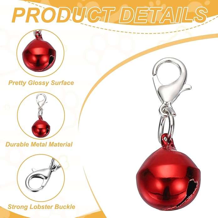 Cat Bell, Small Matte Pet Copper Bell Collars Charm with Lobster Buckle Loud Crisp Sound Anti-Lost Pendant Accessory