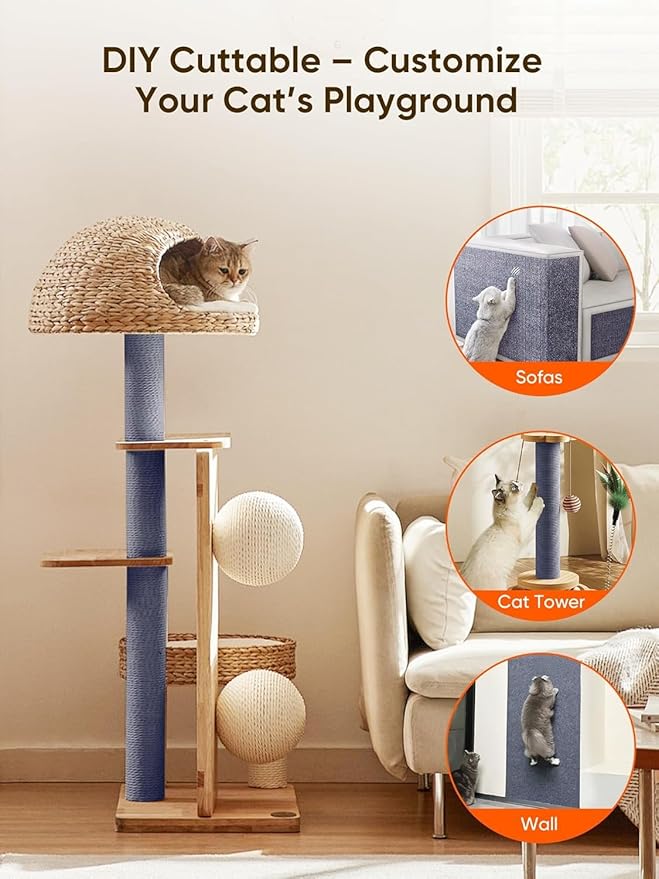 Cat Scratch Mat Furniture Protector, Eco-Friendly DIY Trimmable Self-Adhesive Cat Scratching Pad, Couch Wall Sofa Guard, Reusable Claw Scratching Protector 39.4"x15.8" (Dark Gray)