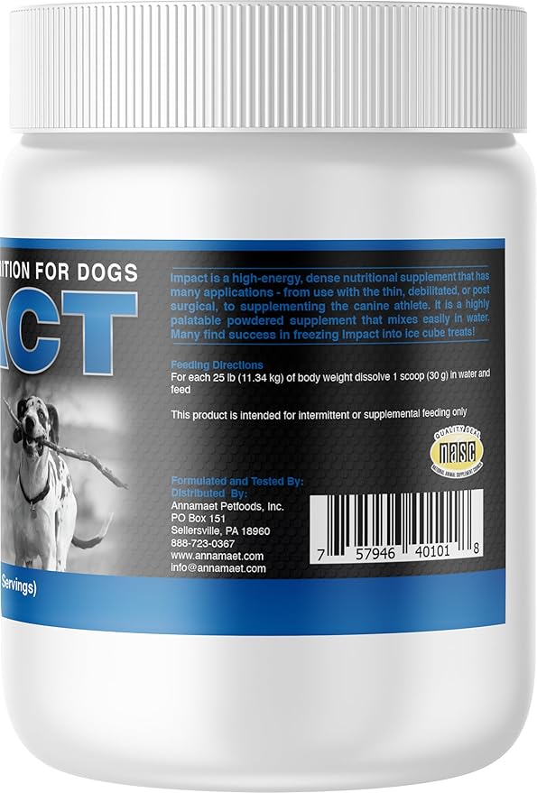 Annamaet Impact – High-Energy Dense Nutrition Supplement for Dogs – Helps Support Healthy Weight in Canine Athletes, Dogs with Fast Metabolism - 1 lb