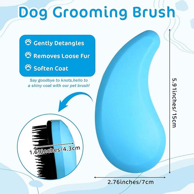 Small Dogs Brush Puppy Hair Brush Soft Pet Massaging Grooming Brushes Gentle Hair Remover for Teddy Yorkies Maltese Shih Tzu Chihuahua Maltipoos Small Breeds Cat Animals Wet or Dry Fur (blue)