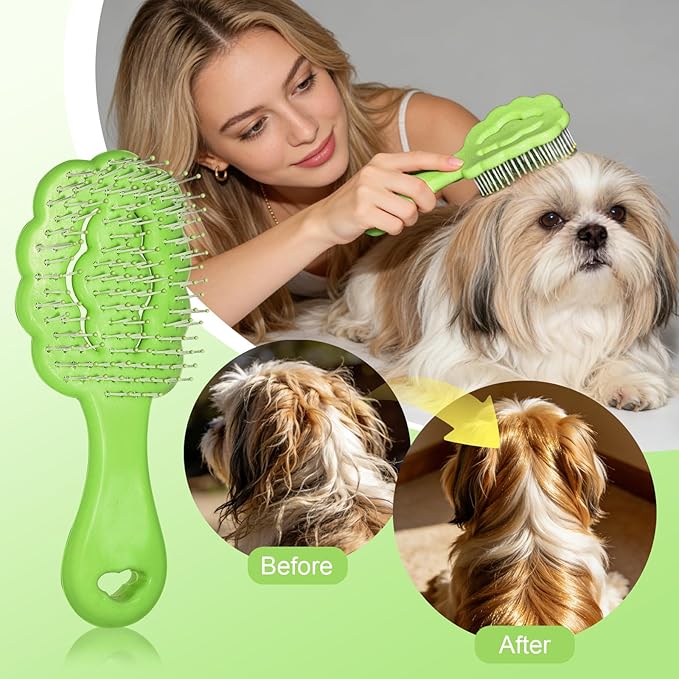 Cloud Shape Small Dog Grooming Brush - Soft Bristle Dog Brush - Ideal Gentle Puppy Hair Brushes for Maltese and Small Breeds- Perfect for Shih Tzus, Yorkies, and Maltipoos (Green)