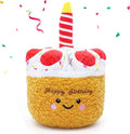 DODODOLA Stuffed Dog Toys Durable Plush Dog Toy with Crinkle Paper Cute Elephant Squeaky Dog Toys Dog Chew Toys for Medium Large Breed (Yellow Birthday Cake)
