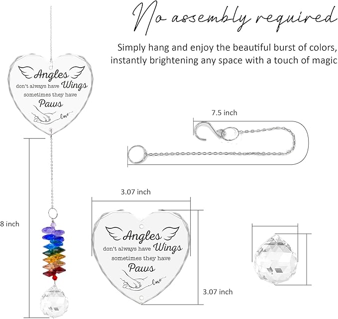 Glass Ornament Suncatcher - Angels Don't Always Have Wings - Dogs Memorial Sympathy Gift - Mother's Day for Mom Dad Dog Lover - Bereavement Keepsake - Daily Remembrance