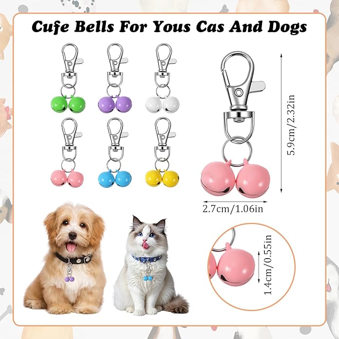 Ouligay 6 PCS Cat Bell for Collar Small Pet Bells for Dog Collars Mini Dog Collar Bells Loud Charm Colorful Pet Pendant Accessories for Training Dogs Training Bell Collars for Cat and Dogs