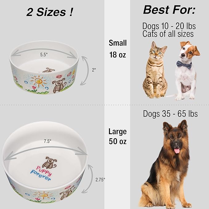 Loving Pets Dolce Moderno Ceramic Look Dog Bowl – Modern Melamine Dog Food Bowl & Dog Water Bowl – Durable, Non-Slip Pet Dish for Small & Medium Dogs – Dishwasher Safe Dog Bowl (Large, 47 oz)