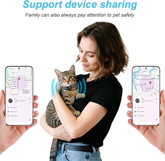 Google Android Cat Tracker Collar, Mini Cat GPS Tracker, Smart Pet Activity Trackers, No Subscription,GPS Cat Collar Google Certified, Anti Lost, Finder Tag for Vehicles, Pets, Kids, Items 1 Pack