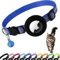 Airtag Cat Collar with Bell, Reflective Nylon Kitten Collar with Apple Air Tag Holder and Breakaway Safety Buckle for Puppy Girl Boy Cats, 3/8" in Width and Lightweight, Dark Blue