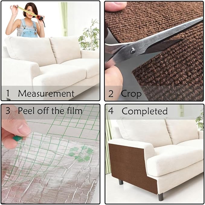 Cat Scratch Furniture Protection, Couch cat Scratch Furniture Protector, DIY Indoor Couch cat Scratch Protector (Brown 78.7x15.8Inch)