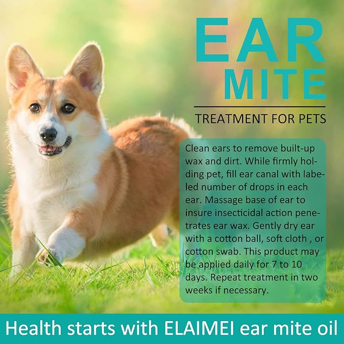 Ear Mites Clean for Dogs & Cats - Cat Ear Mite Treatment with Aloe Vera, Cleaner on Contact & Soothes Itching, Vet-Recommended Formula for Pets Ear Cleaning, Fast-Acting 0.75oz Bottle