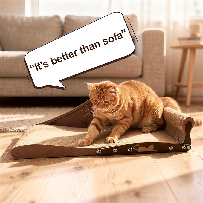 Extra Large Cat Couch Scratcher, 26" Cat Sofa Lounge Bed, Durable Cardboard Scratching Board for Indoor Cats, XL Lounger and Scratch Bed Furniture Protector