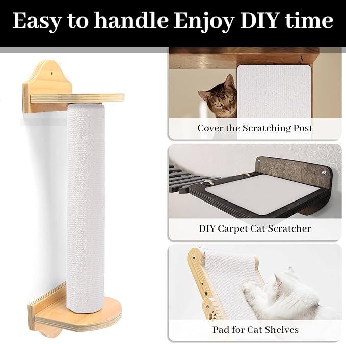 Cat Scratching Mat, Trimmable DIY Self-Adhesive Anti Scratch Furniture Protector, Climbing Wall Carpet, Couch Protector, Scratcher Scratching Pad Post Replacement (Beige, 78.7"x15.8")