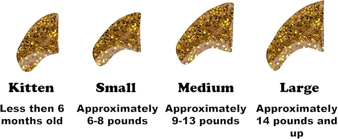 6 Month Supply Soft Nail Caps for Cats Gold Glitter Kitten - Extra Adhesives