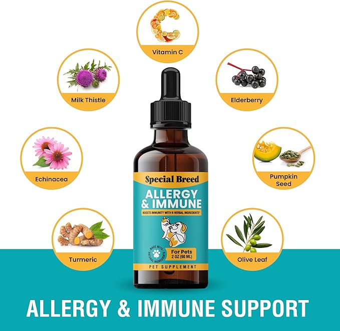 Special Breed Allergy & Immune with Elderberry, Allergy Relief for Cats and Dogs, Anti Itch Treatment, Relief for Pet Allergies, Immune Support for Cat or Dog, 2 oz