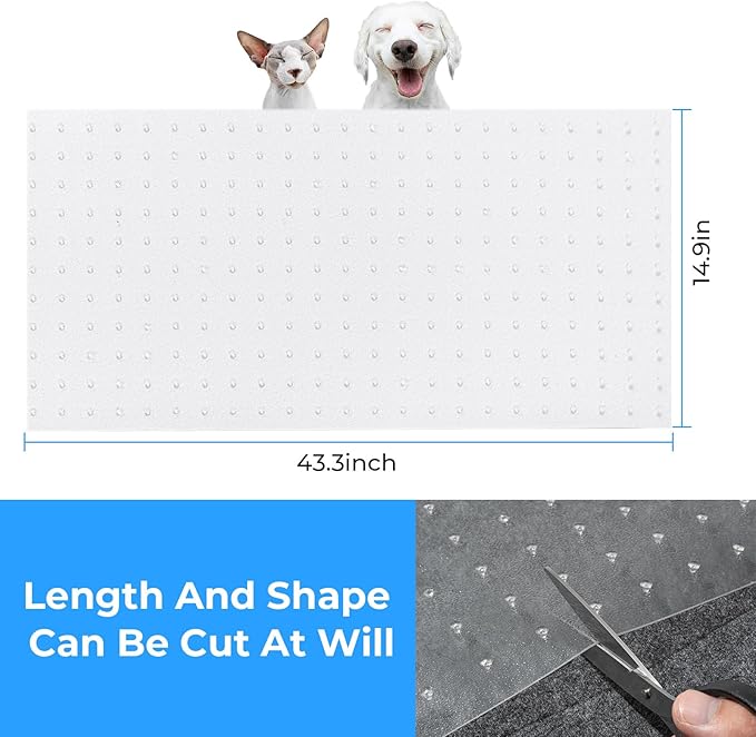 Carpet Protector for cat Dog Anti Scratch Under Door Cat Scratch Protector Mat from Scratching Easy to Cut Non Slip Plastic Carpet Scratch Stopper Cat Scratch Guard Carpet 3.6FT(Clear, 1pcs)
