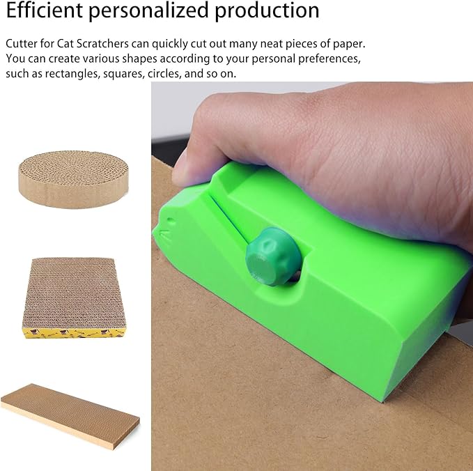 Cardboard Cutter for Cat Scratchers with 10pcs Blade,3D Printed Card Board Cutter Kids DIY Cat Scratchers Cardboard Strip Tool Machine for Cat Lovers (Green)