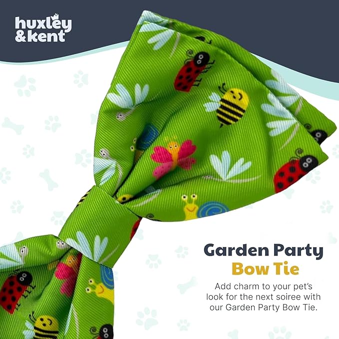 Huxley & Kent Pet Bow Tie for Dogs & Cats - Spring Theme Adjustable Hook & Loop Collar Accessory - Cute & Comfortable for Holidays & Celebrations - Garden Party, Extra-Large