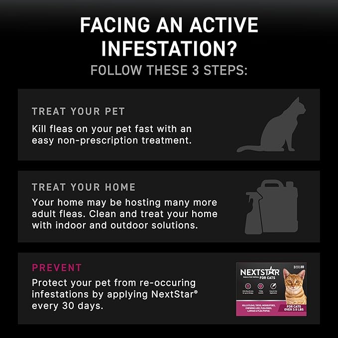 NEXTSTAR Flea and Tick Prevention for Cats, Repellent and Control, Fast Acting Waterproof Topical Drops, Flea Prevention for Cats Over 3.5 lbs, 1 Month Dose