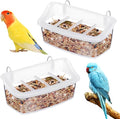 GANAZONO 2pcs Bird Feeders for Cage Clear Hanging No Mess Parrot Feeders with Cover Plastic Bird Food Containers for Parakeets Small Birds