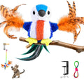 Cat Toys Flapping Bird, Catnip Toys for Indoor Cats Interactive Automatic Kitten Toy Kicker - Baby Plush/Feather/Crinkle, Rechargeable 4 Sounds/Off, Timed & Touch Activated, Clip & Hanging Rope