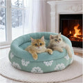 BALANCE Cat Beds for Indoor Cats, Washable Round Cat Bed, Cute 3D Flower Kitten Bed with Anti-Slip Bottom for Puppy and Kitten, 20 Inches, Green