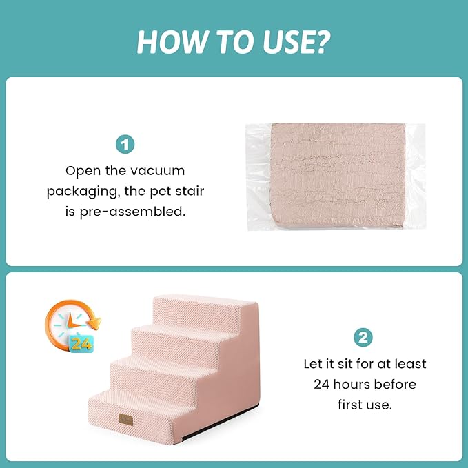 Dog Stairs for Small Dogs, 17.7" Extra Wide Right-Angle Pet Stairs for Couch and Beds, Anti-Slip Dog Steps for Old Cats and Lowrider, 17.7x23.6x17.7 inch, Pink