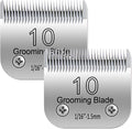 Detachable Pet Dog Grooming Clipper Steel Blades,Size 10,Compatible with Andis Cut Length 1/16"(1.5mm),Compatible with Oster A5, fit for Wahl KM10 Clipper, Stainless Steel Blade 2 Pack
