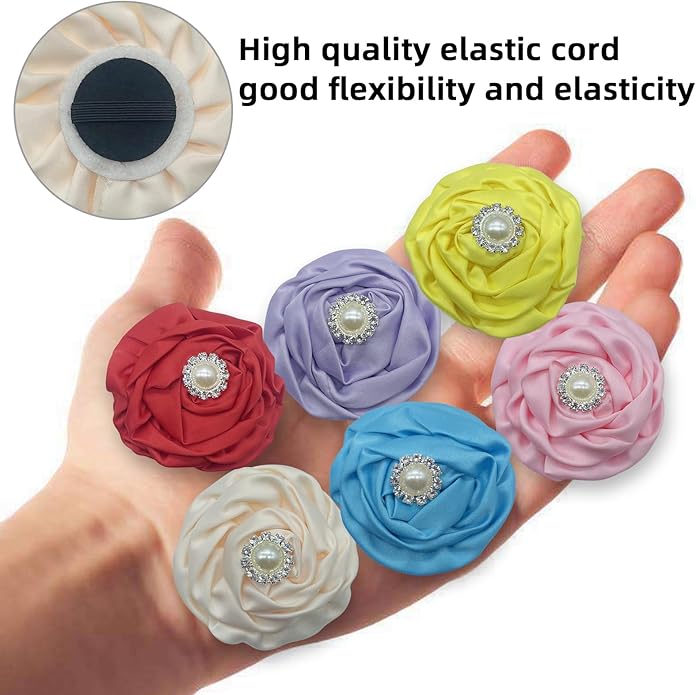 Dog Collar Flower Accessories with Pearls, Decorative Flower Charms for Dog and Cat Collars, Pack of 6