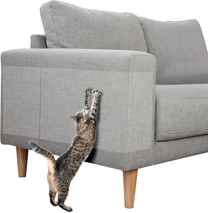 HappyFreeSX Couch Protector for Cats, 12 Pack Double Sided Sofa Anti Scratching Sticky Tape, Cat Scratch Deterrent Tape, Anti Cat Scratch Furniture Protectors from Cats