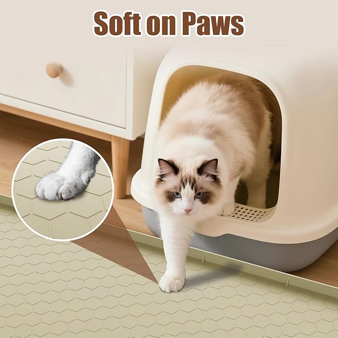 Pawinner Cat Mat for Litter Box, 40" X 28" Large Silicone Cat Litter Trapping Mat, Waterproof Cat Litter Mat, Soft on Kitty Paws, Easy to Clean, Non-Slip Kitty Scratch Pad for Floor(Yellow)