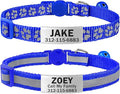 TagME 2 Pack Cat Collar with Name Tag, Personalized Reflective Cat Collar Breakaway with Bell for Boy & Girl Cats, NavyBlue