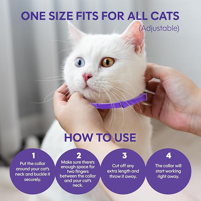 Cat Calming Collar, 4-Pack Pheromone Collars for Cats (Purple) – Adjustable Breakaway, Water Resistant, Stress & Anxiety Relief, Helps Reduce Scratching, Noise Fear & Separation Anxiety