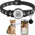 Collar with QR Code,Reflective Cat Collar with Name Tag, Personalized Reflective Cat Collar Breakaway with Bell for Boy & Girl Kitten, Ultra-Durable, Quick Release, Fits Most Girl Boy Cats(Black)