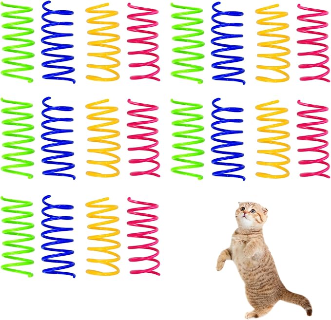 Andiker Spiral Cat Toy, 20pcs Interactive Elastic and Durable Coil Spring Toy for Indoor Cats, Relieves Boredom and Anxiety