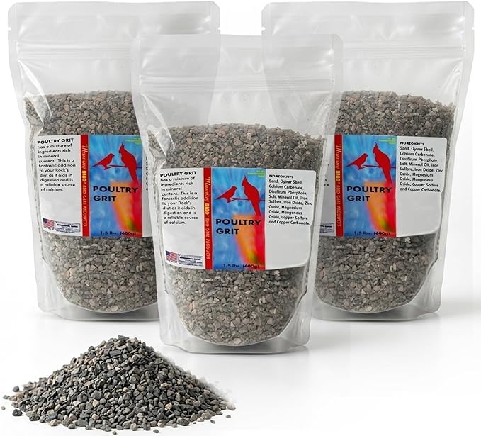 Morning Bird Poultry Grit for Birds 4.5 lbs (3-Pack, 1.5 lbs Each) - Mineral-Rich Supplement for Digestion & Calcium Support - Natural Poultry Feed Additive and Chicken Grit for Healthy Birds