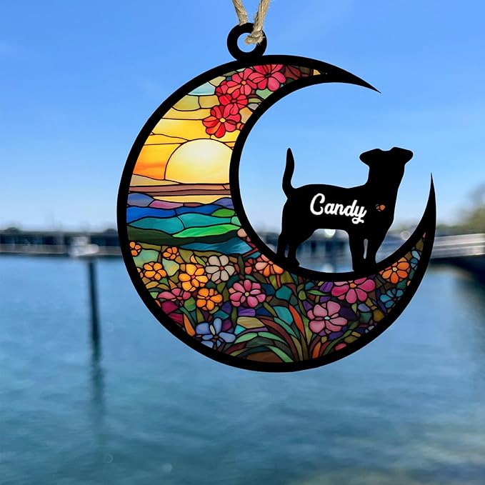 Personalized Dog Memorial Suncatcher - Name, Date, Breed - Sympathy Gift for Dog Lovers - A3
