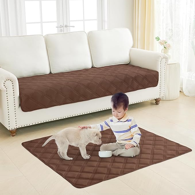 Smiry Waterproof Dog Bed Cover Blanket 40x70, Soft Reversible Pet Blanket, Washable Leakproof Cats Dogs Couch Cover for Sofa, Couch, Furniture, Brown/Beige