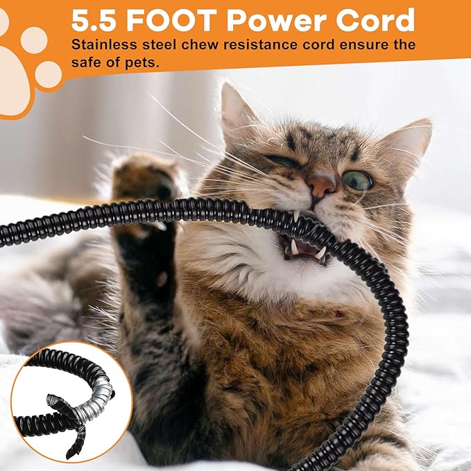 Heated Cat Bowl with Soft Indicator Light – Double Removable Stainless Steel Bowls, Freeze-Proof Water & Food, Overheat Protected, Chew-Resistant Cord, UL Listed