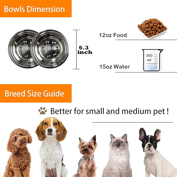 Stainless Steel Dog Bowls with Silicone Mat, Non-Skid Pet Feeder, No-Spill Design, Rust-Resistant Cat Dishes, Easy to Clean, Grey