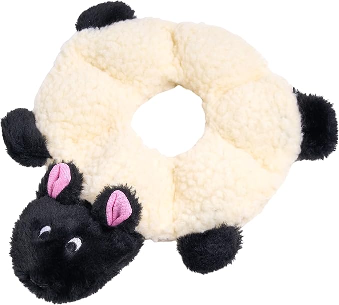 ZippyPaws Loopy - No Stuffing Dog Toys to Keep Them Busy, for Small, Medium, & Large Dogs, Squeaky Pet Toy for Boredom, Unstuffed Chew Toy, Soft Plush Puppy Products, Sheep - 10"