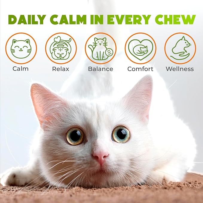 ZENO Hemp Calming Chews for Cats Anxiety 300 pcs - Feline Anxiety Relief with Melatonin - for Stress, Travel, Check-up, restlessness or Separation - Crunchy & Creamy Salmon Cat Calming Treats