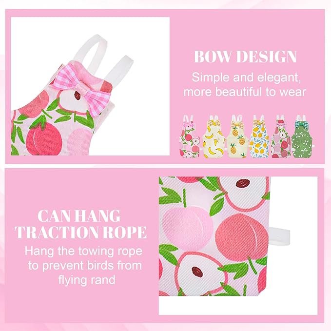 6Pcs Bird Diaper - Cute Parrot Pants with Waterproof, Reusable Pet Bird Diapers for Cockatiel Parakeet Mini Macaw Budgie Canary (M)
