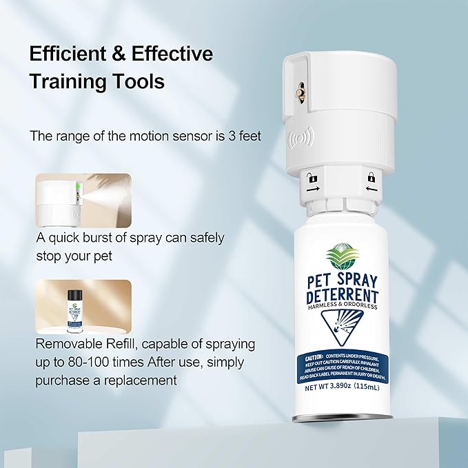 Cat Spray Deterrent System [ 2 Pack ] Cat Deterrent Spray, Motion Activated Pet Deterrent Spray System for Cats & Dogs Odorless Pet Deterrent, Senses Pets Up to 3 Feet Away, Friendly & Safe