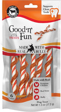 GOOD 'N' FUN Triple Flavor Twists with Bully Chews, High-Protein Dog Treat for All Adult Dogs, Made with Real Chicken, Beef Hide, Pork Hide, Bully & Beef Liver Flavor, 6 Count