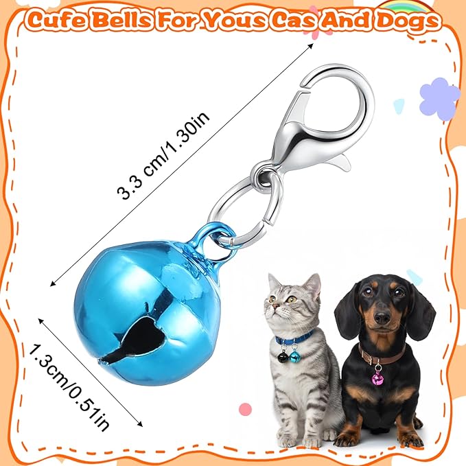 10 Pcs Dog&Cat Collar Bells, 1.30 Inch Mini Pet Bell, Small Bells for Dog Collars, Glossy Anti-Lost Training Bell for Puppy Kitten Collars Pendant Accessories (Multicolored)