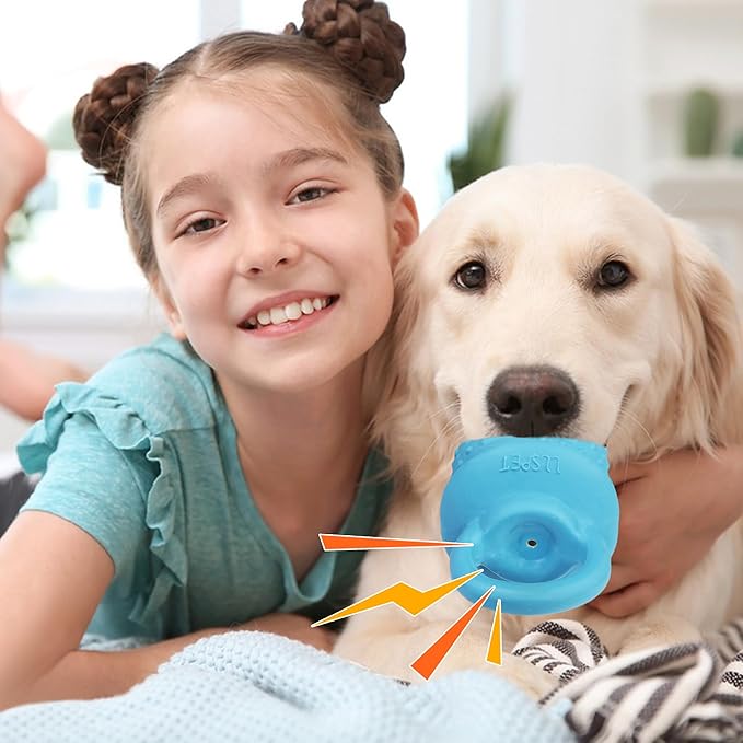 Pacifier Squeaky Dog Toys, Durable Natural Rubber Latex Dog Toy, Fetch and Tug Dog Toy, Dog Treat Toys for Boredom (Blue)