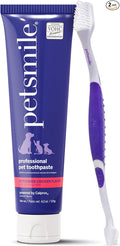 Petsmile Professional Pet Teeth Brushing Kit for Cats & Dogs - Only VOHC Accepted Toothpaste & Patented Toothbrush - Proven to Control Plaque & Tartar Calprox Formula (Rotisserie Chicken, 4.2 Oz)