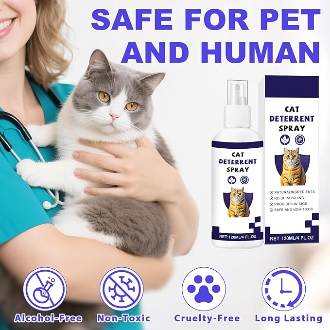 Cat Deterrent Spray, Cat Repellent Spray for Scratching & Marking, Anti-Scratch Deterrent for Furniture, Sofas, Rugs, Curtains, Plants, Indoor & Outdoor 4 FL.OZ