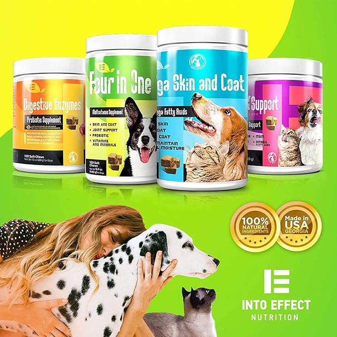 IE 4 in 1 Dog Multivitamins | Joint Support, Immune Health, Skin and Heart Health | Hip Joint Support, Skin Coat, Heart Health, Gut & Immune | 90 Soft Chews