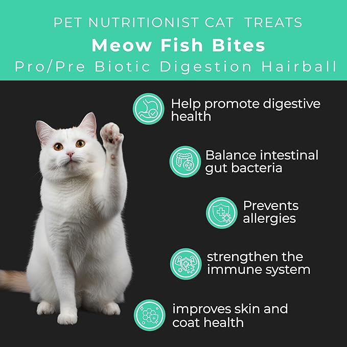 Pet Chef Probiotic Treats for Cats Digestive & Gut Health Support for Indoor Cats, Coat Softening Blend, Helps Reduce Diarrhea - Suitable for All Breeds